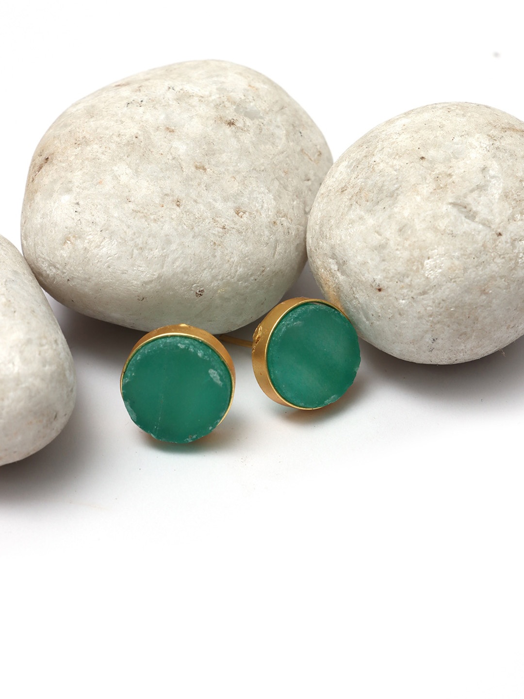 

Ozanoo Gold-Plated Artificial Stones Studded Studs Earrings, Green