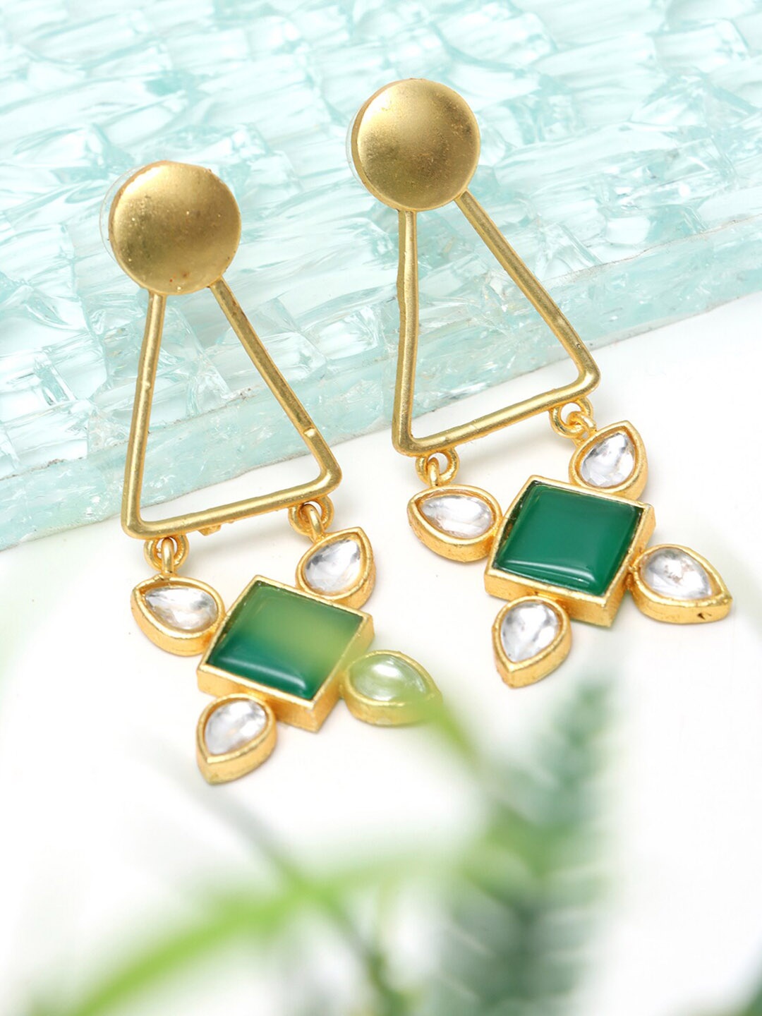 

Ozanoo Gold Plated Drop Earrings, Green