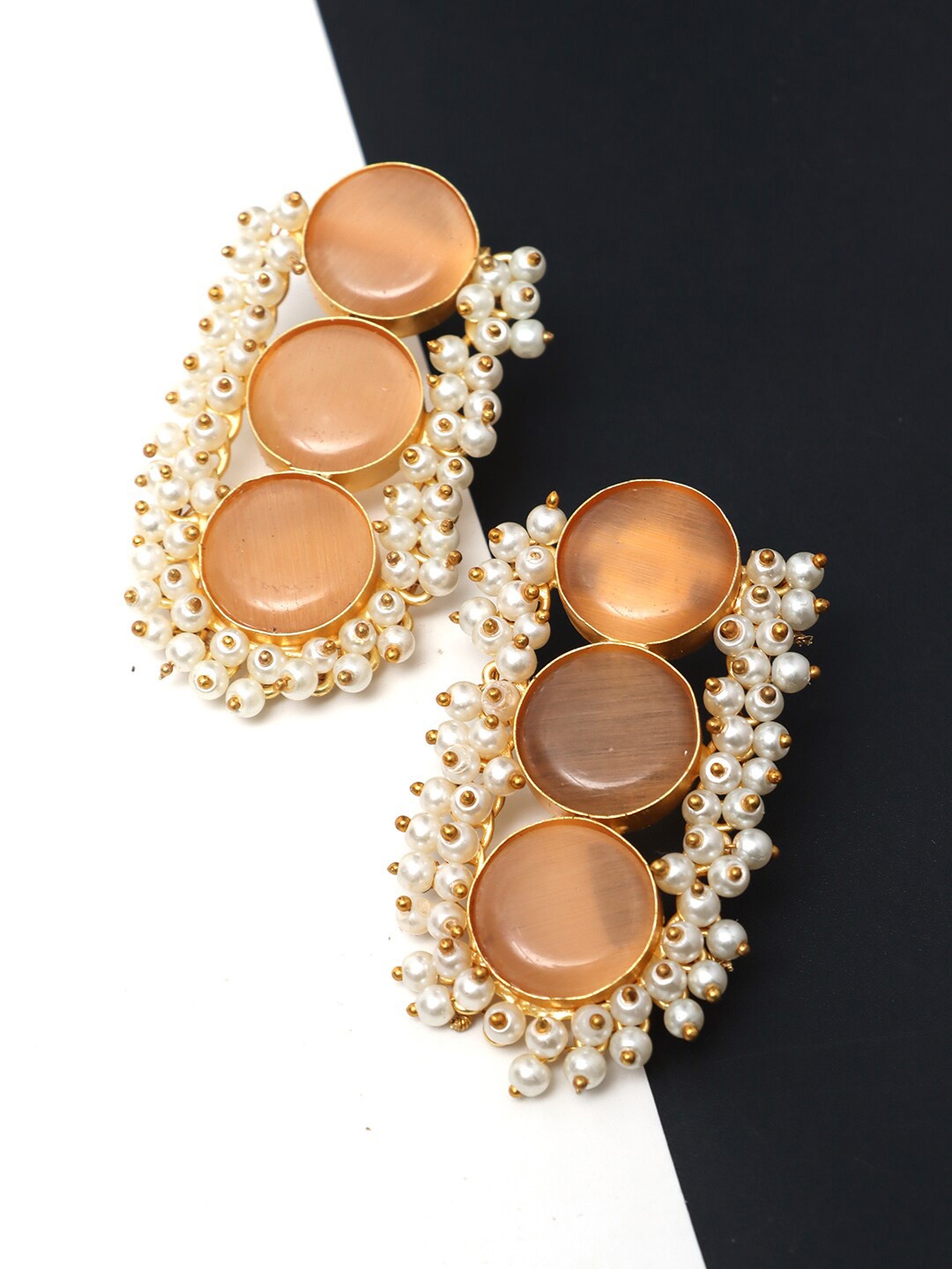 

Ozanoo Gold-Plated Floral Drop Earrings, Peach