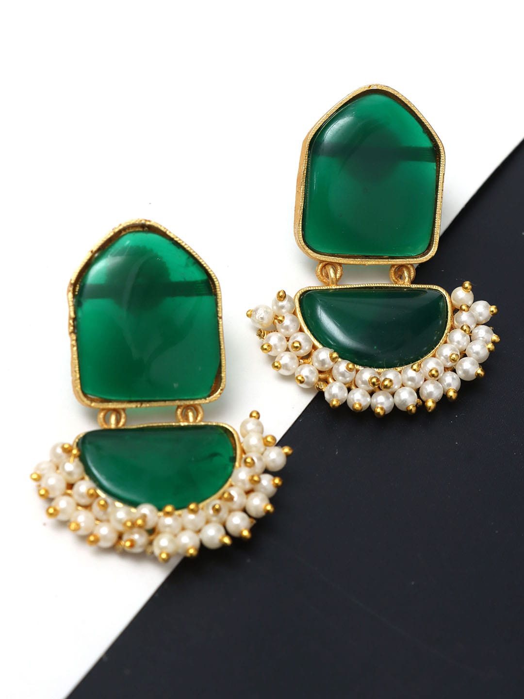 

Ozanoo Gold Plated Drop Earrings, Green