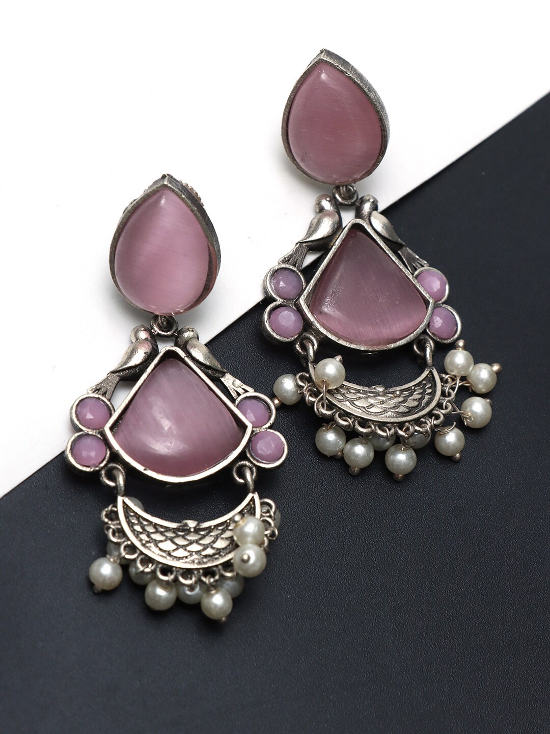 

Ozanoo Silver Plated Drop Earrings, Pink
