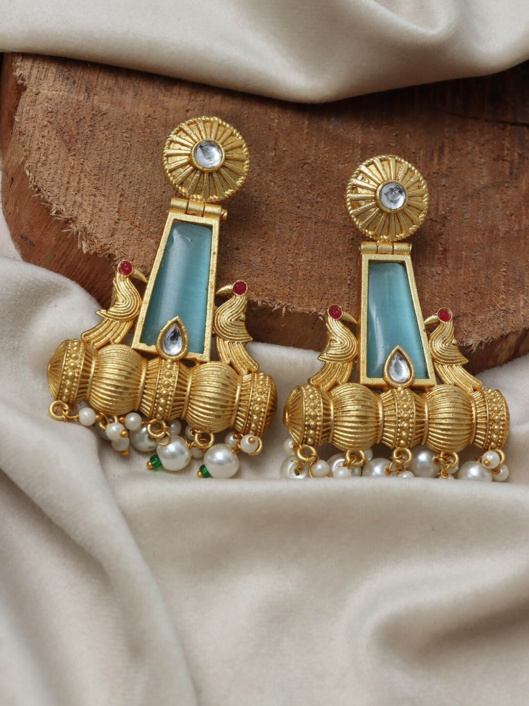 

Ozanoo Gold-Plated Floral Drop Earrings, Navy blue