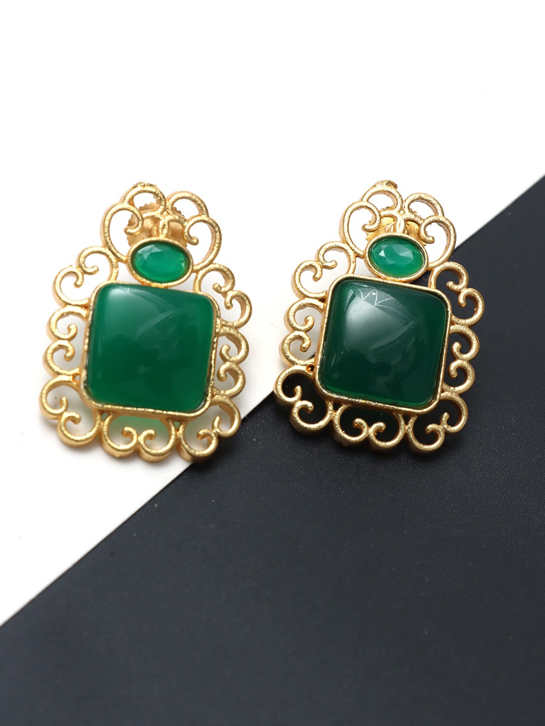 

Ozanoo Gold Plated Stud Earrings, Green
