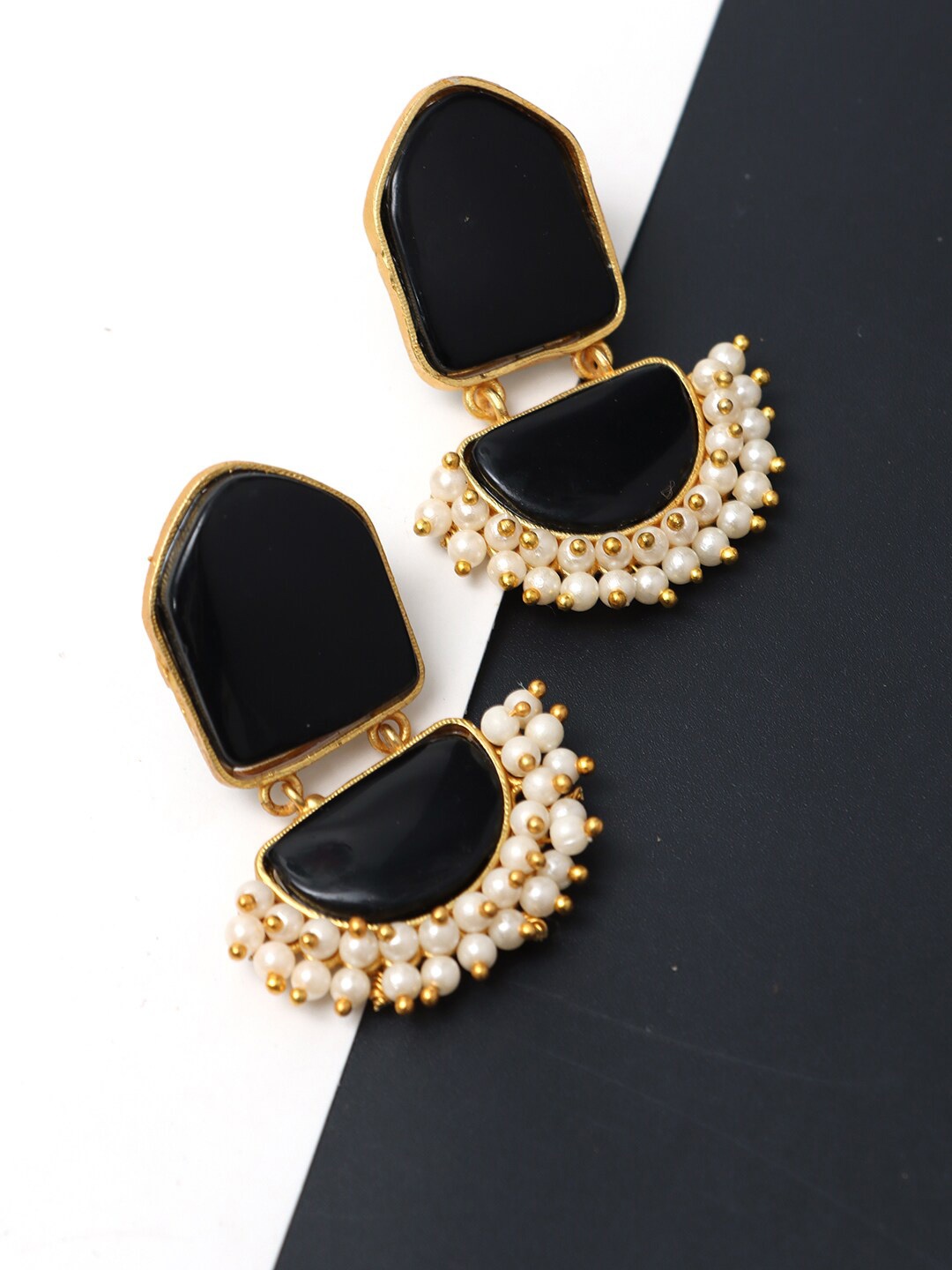 

Ozanoo Gold Plated Drop Earrings, Black