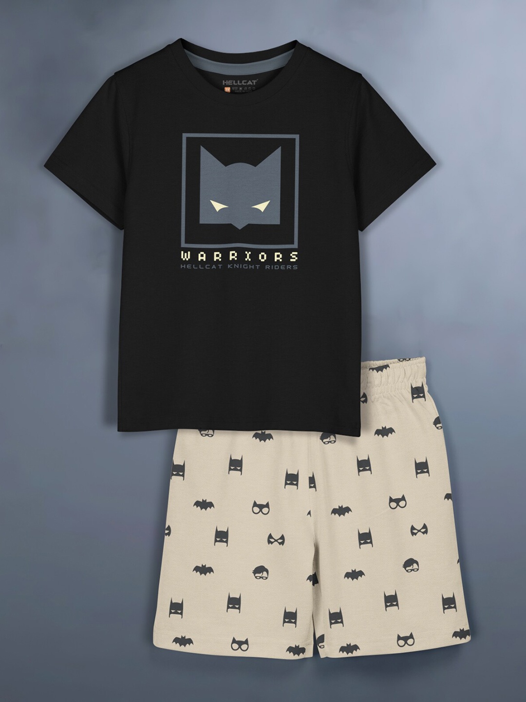 

HELLCAT Girls Printed T-shirt with Shorts, Black