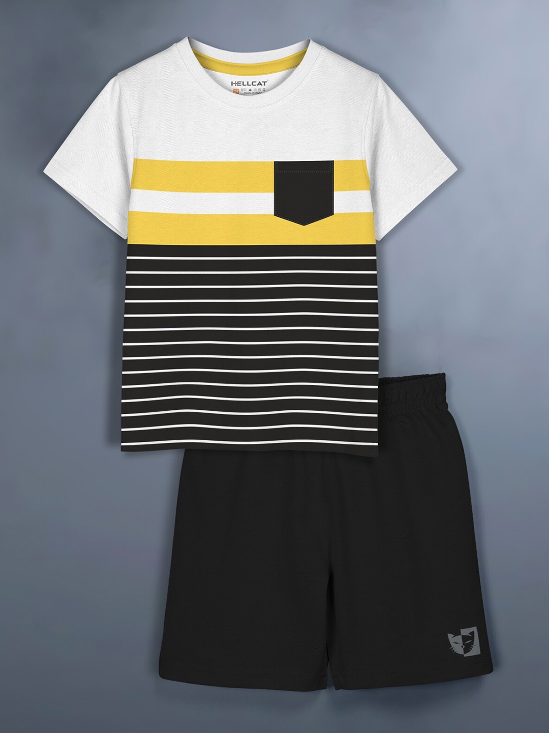

HELLCAT Girls Striped Top with Shorts, Black