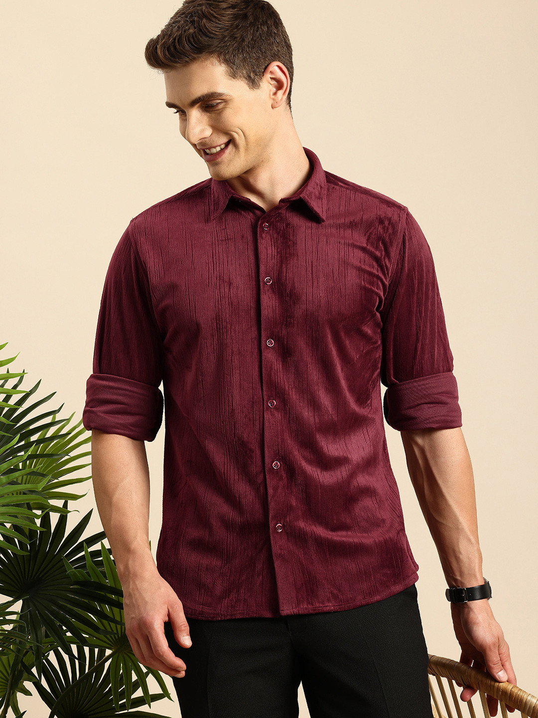 

Mast & Harbour Men Standard Party Shirt, Maroon