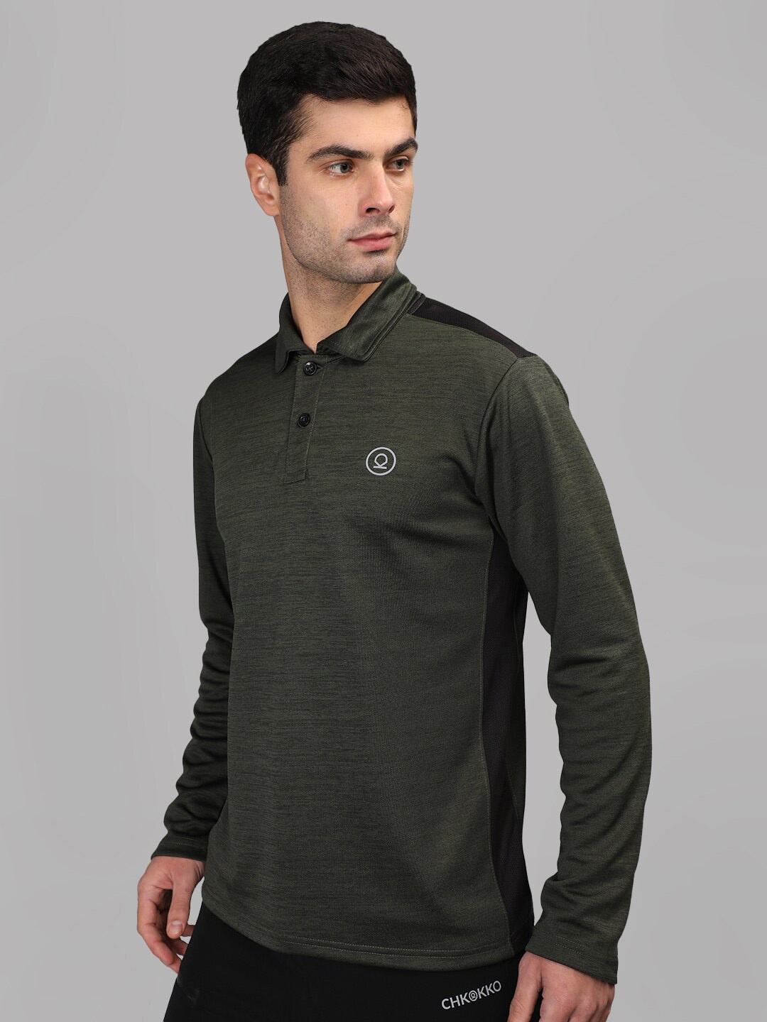 

CHKOKKO Polo Collar Dri-FIT Sports T-shirt, Olive