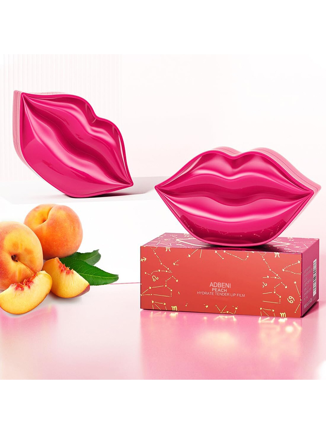

Adbeni 20Pcs Peach Hydrate Tender Lip Film Nourishes Lips - 60g, Pink