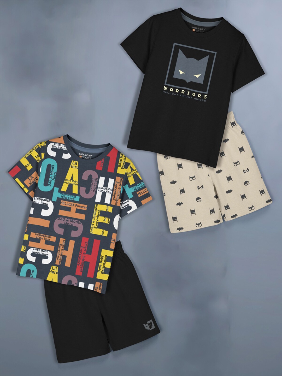 

HELLCAT Girls Pack Of 2 Printed T-shirt With Shorts, Black