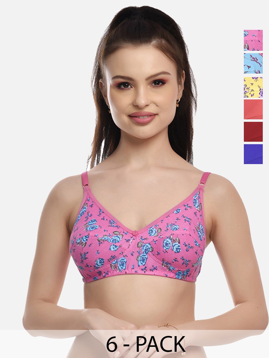 

FIMS Pack of 6 Full Coverage Everyday Bra With All Day Comfort, Blue