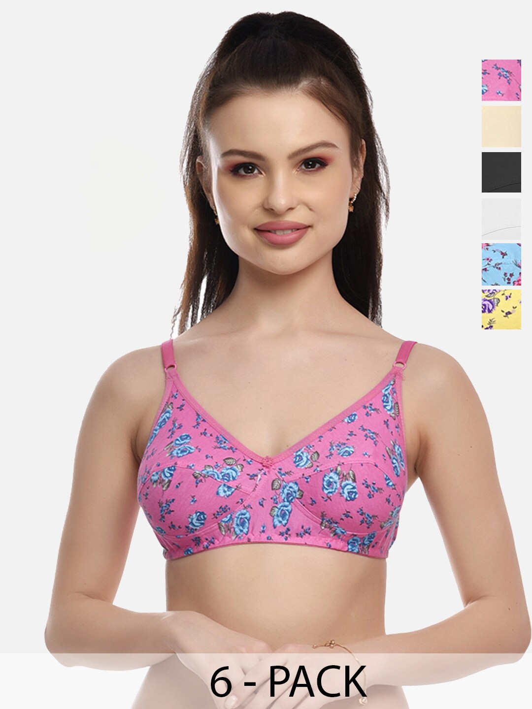 

FIMS Pack of 6 Full Coverage Everyday Bra With All Day Comfort, Blue