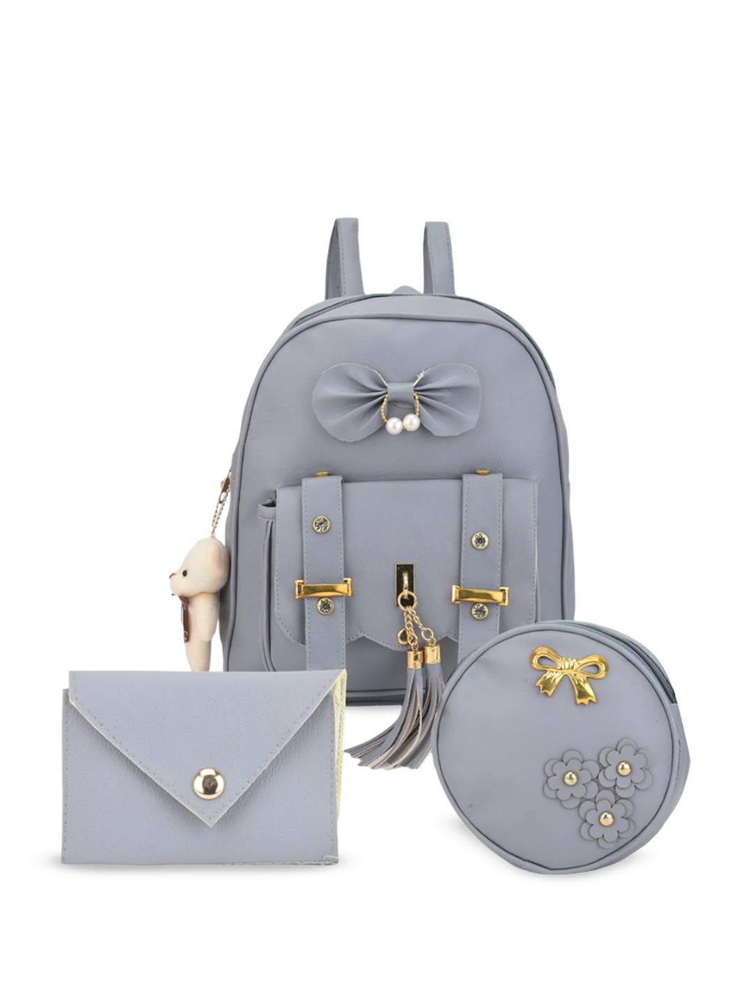 

MEHNAM Set Of 3 Embellished Backpack, Grey