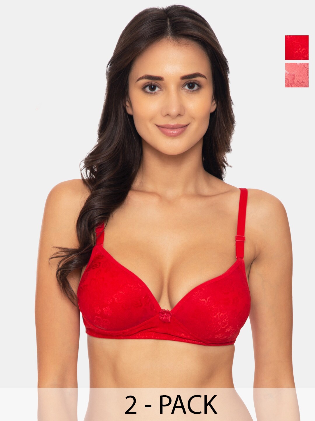 

Tweens Pack of 2 Medium Coverage Bra, Red