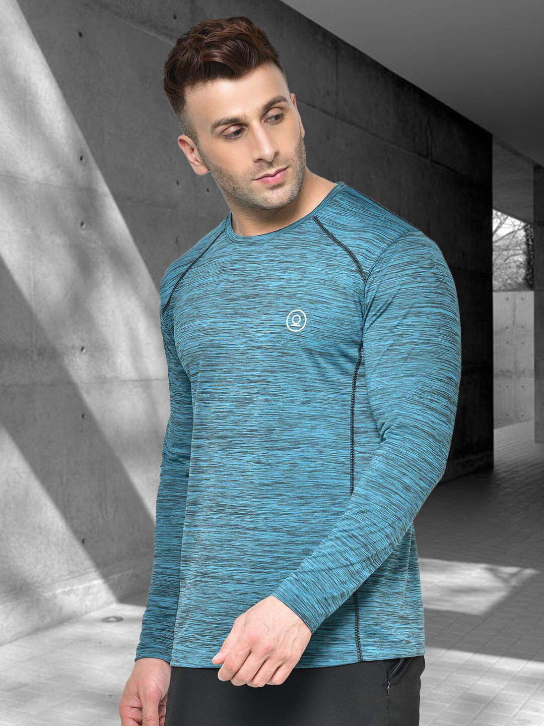 

CHKOKKO Round Neck Long Sleeves Regular Fit T-shirt, Grey