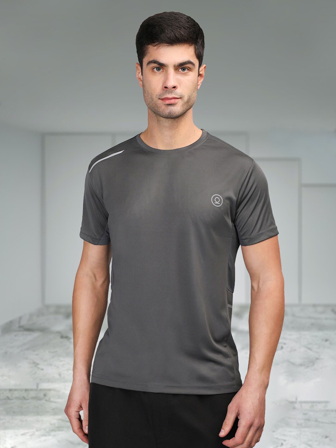 

CHKOKKO Round Neck Dry Fit T-shirt, Grey