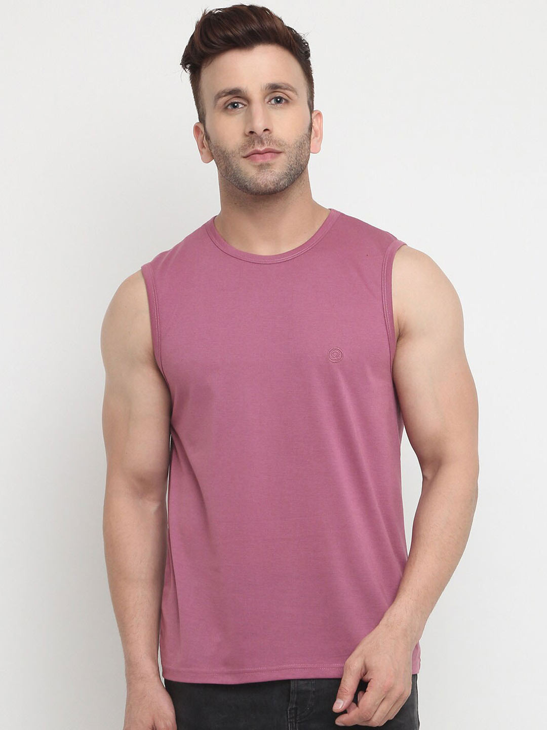 

CHKOKKO Round Neck Sleeveless Innerwear Vests, Purple