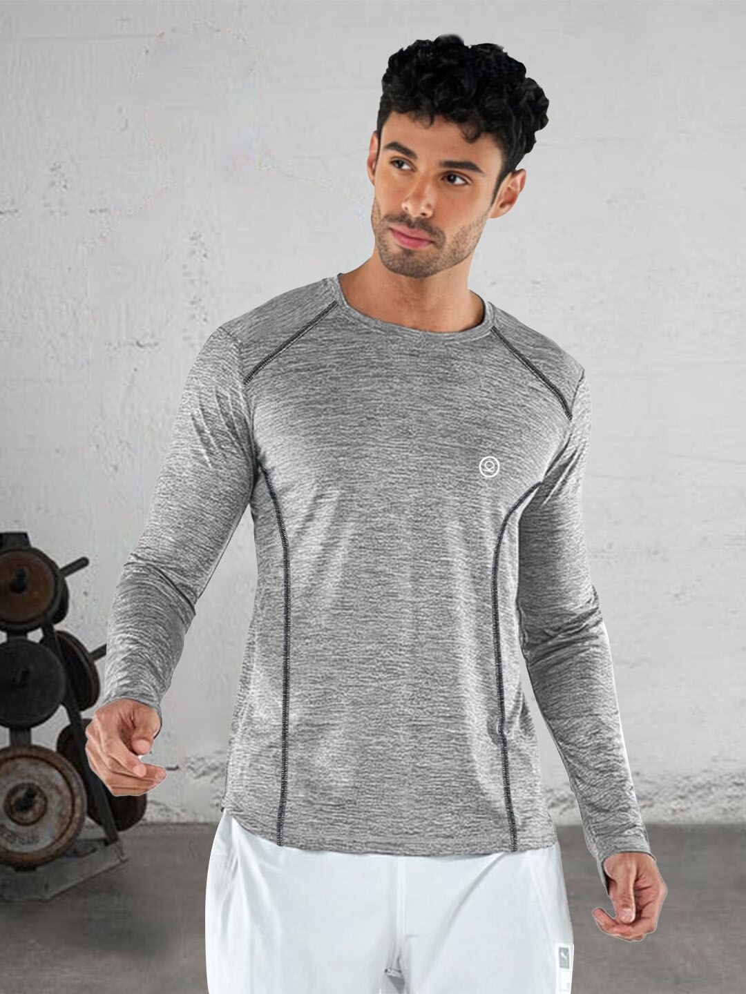 

CHKOKKO Round Neck Dri-FIT Sports T-shirt, Grey