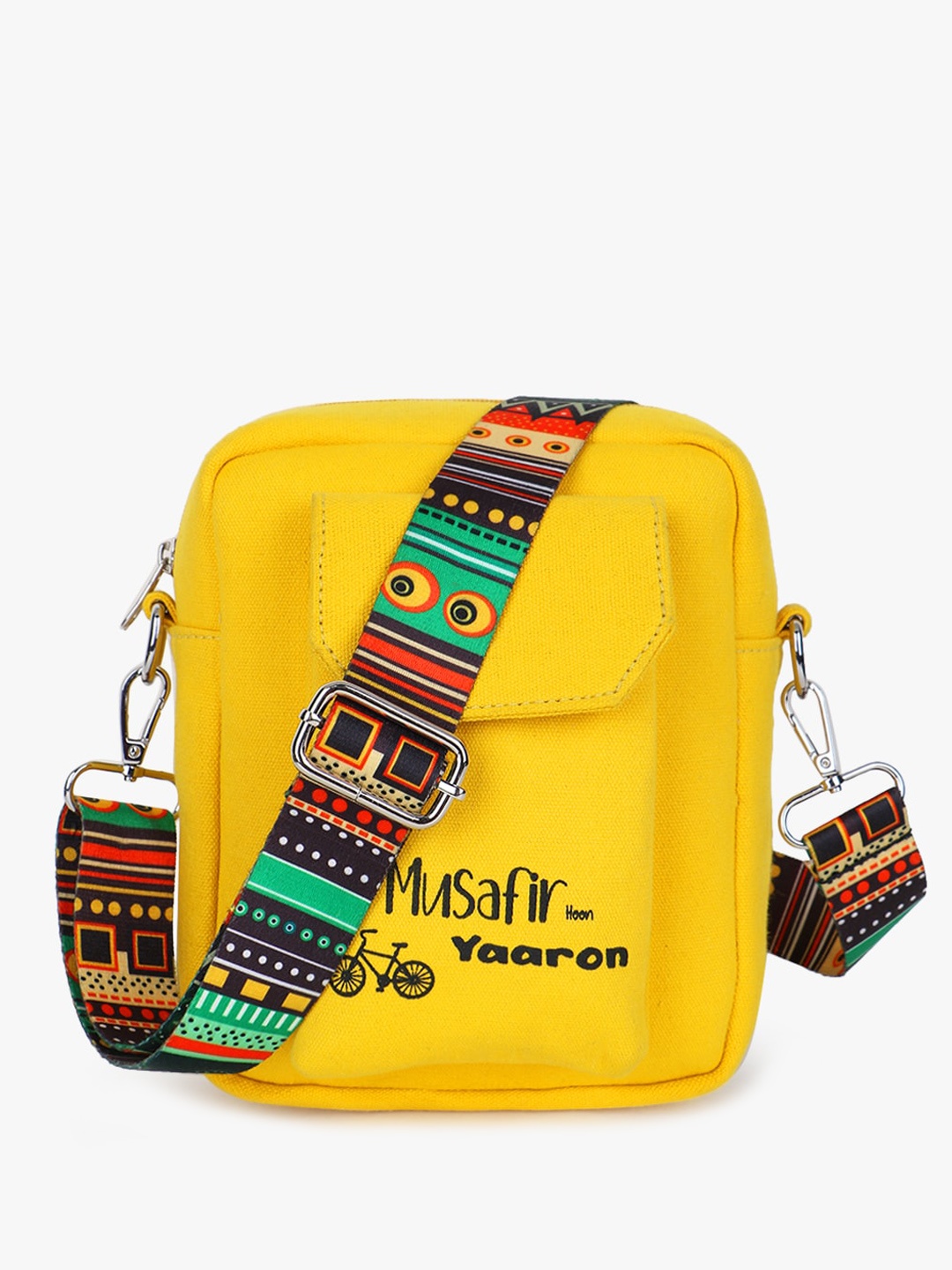 

Spice Art Typography Printed Structured Mobile Cover Sling Bag, Yellow