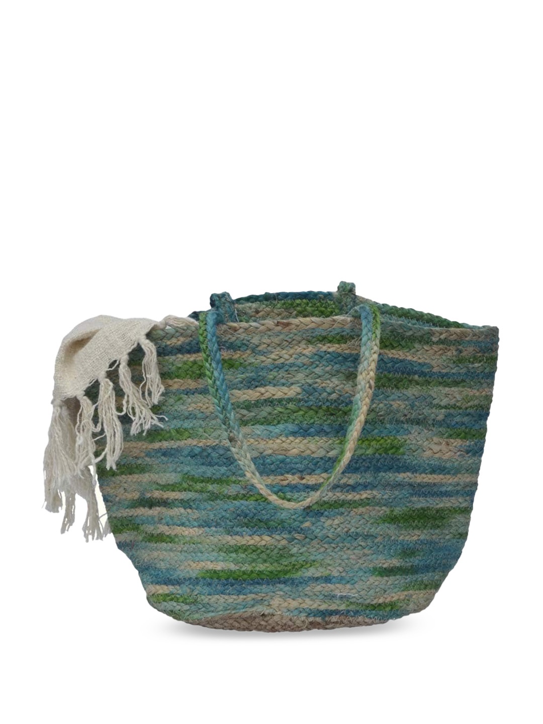 Art Avenue Textured Oversized Jute Shopper Tote Bag, Green