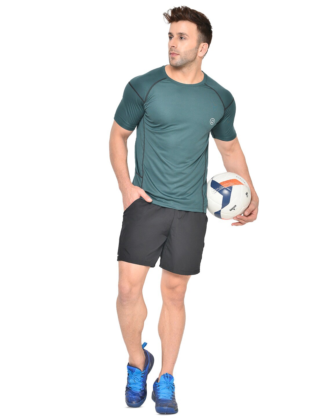 

CHKOKKO Round Neck Short Sleeves Regular Fit T-shirt, Green