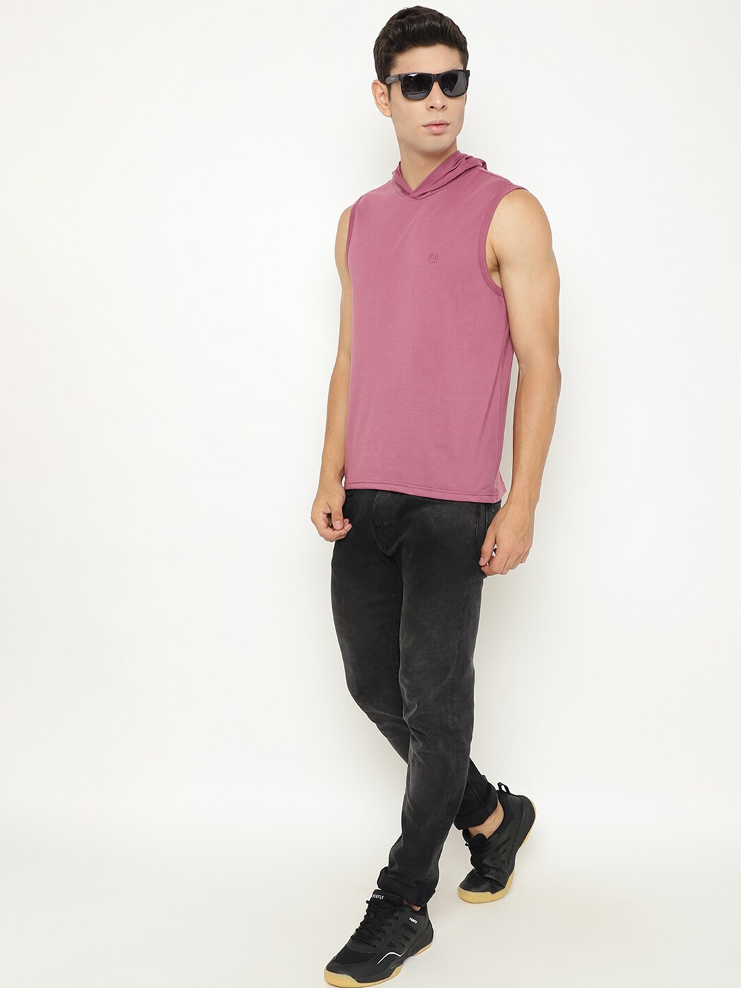 

CHKOKKO Sleeveless Hooded Dri-FIT T-shirt, Mauve