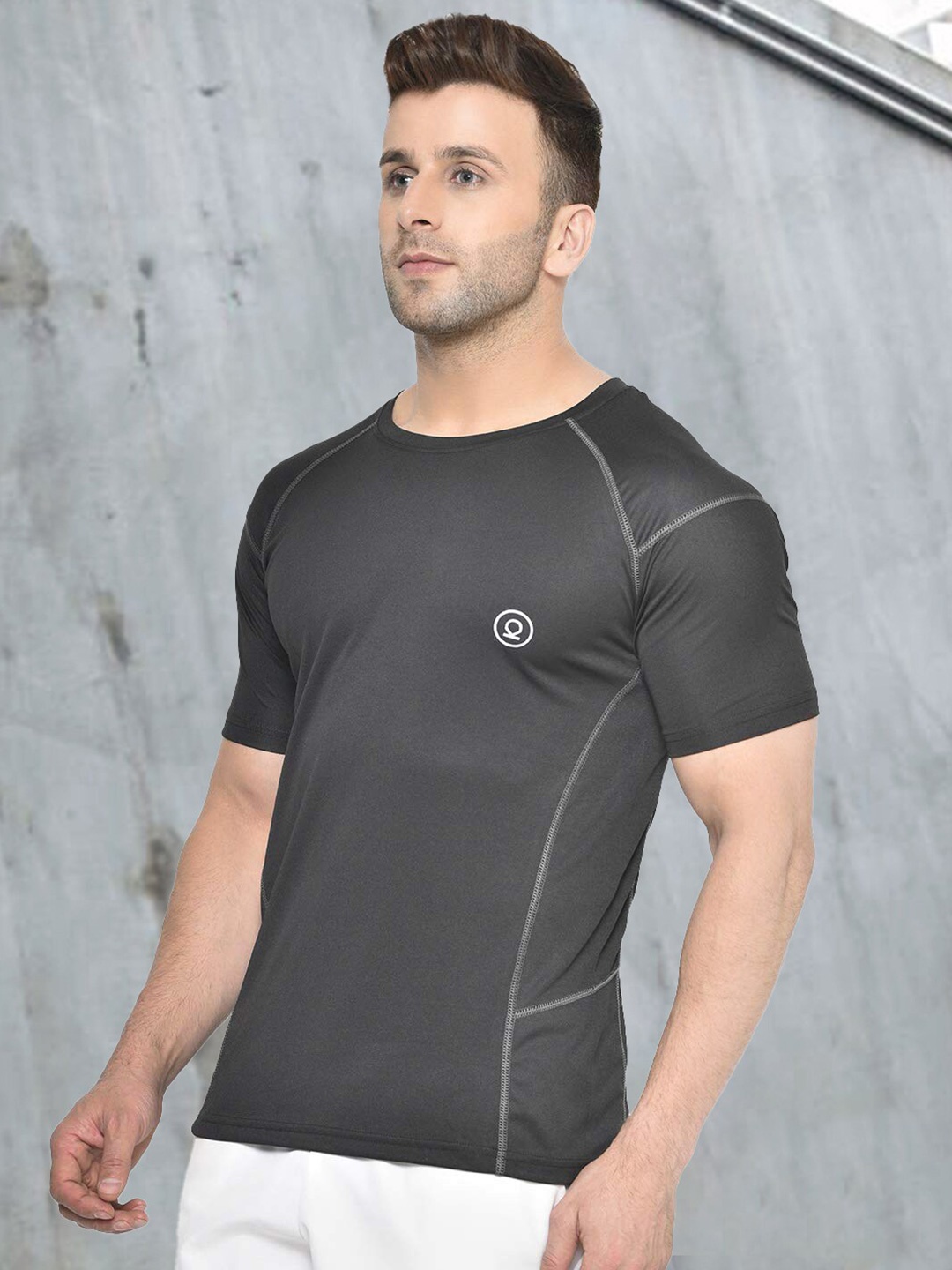 

CHKOKKO Round Neck Dri-FIT Sports T-shirt, Black