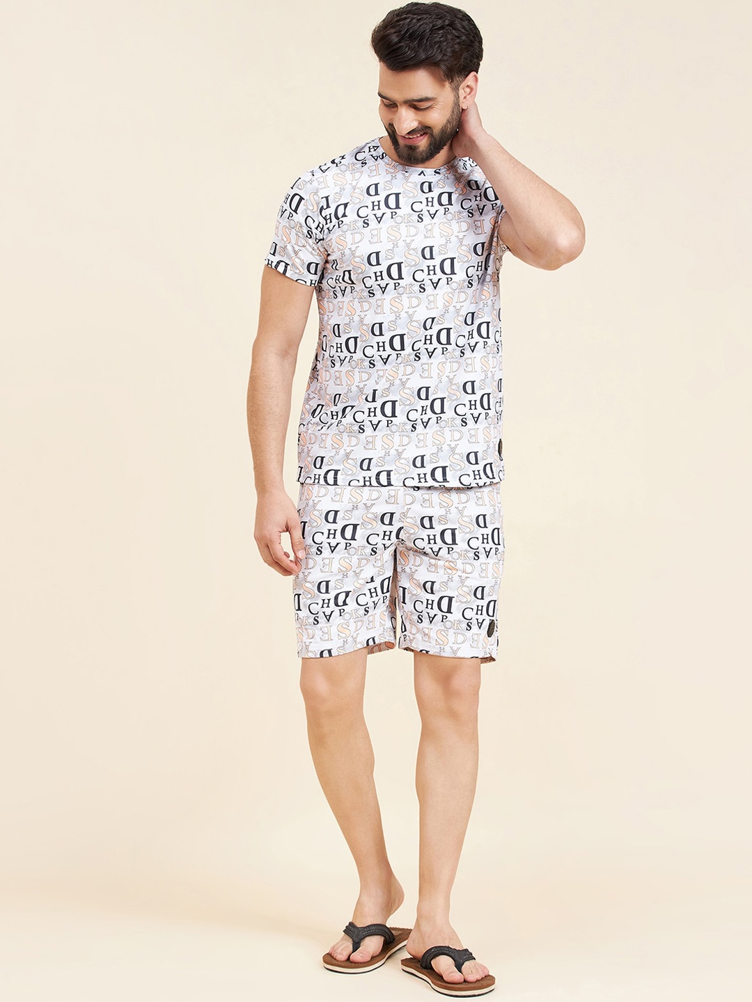 

Sweet Dreams White Typography Printed Night suit