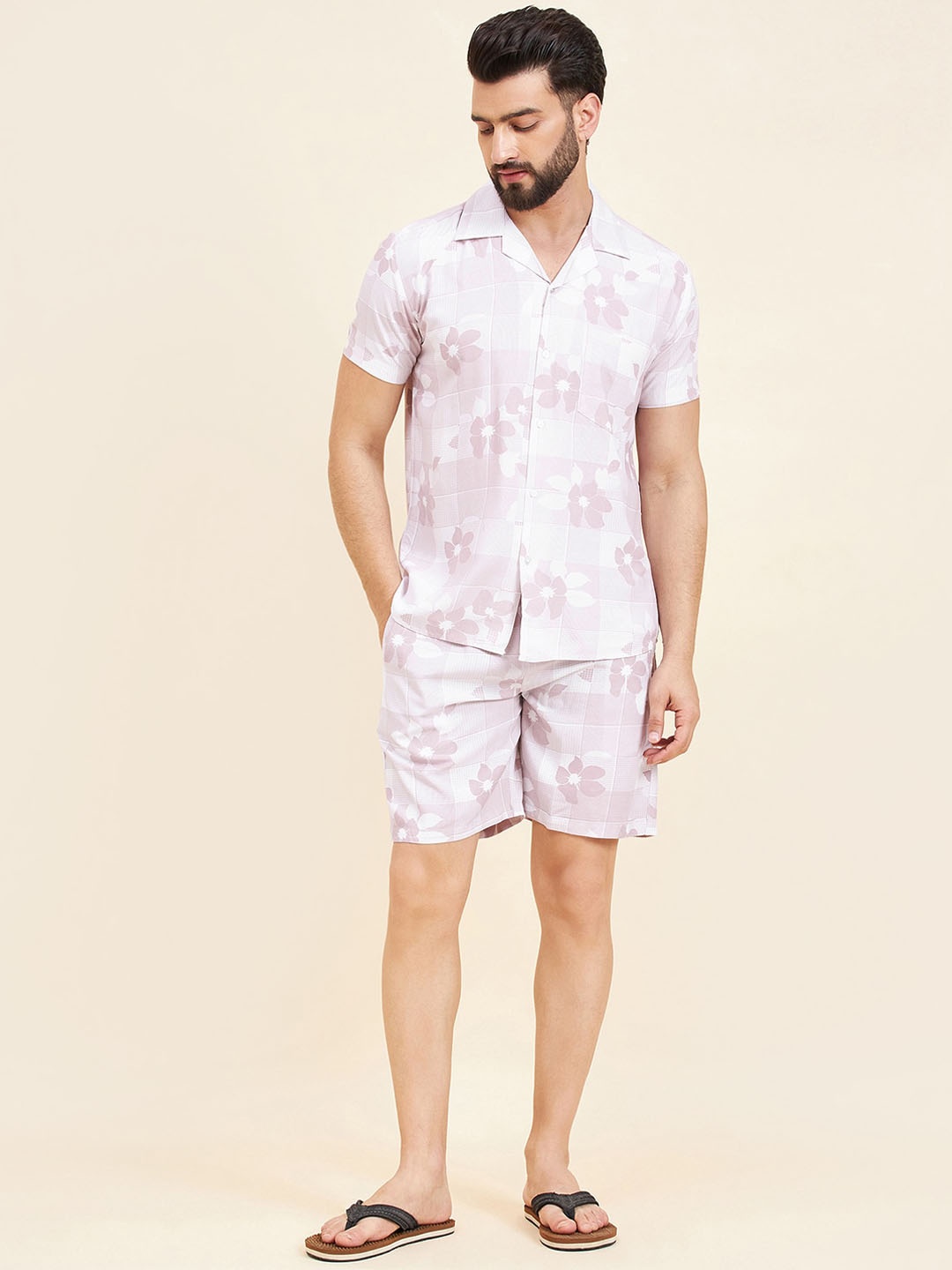 

Sweet Dreams Printed Shirt Collar Coord Set, Rose