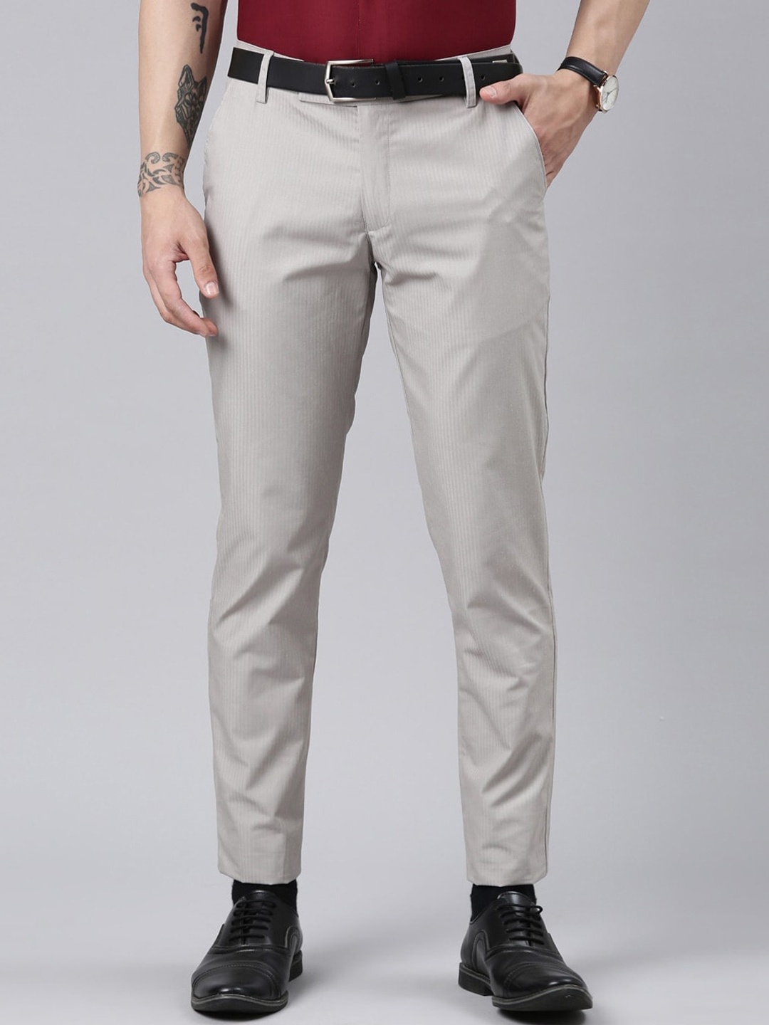 

THE SOUL PATROL Men Formal Trousers, Grey