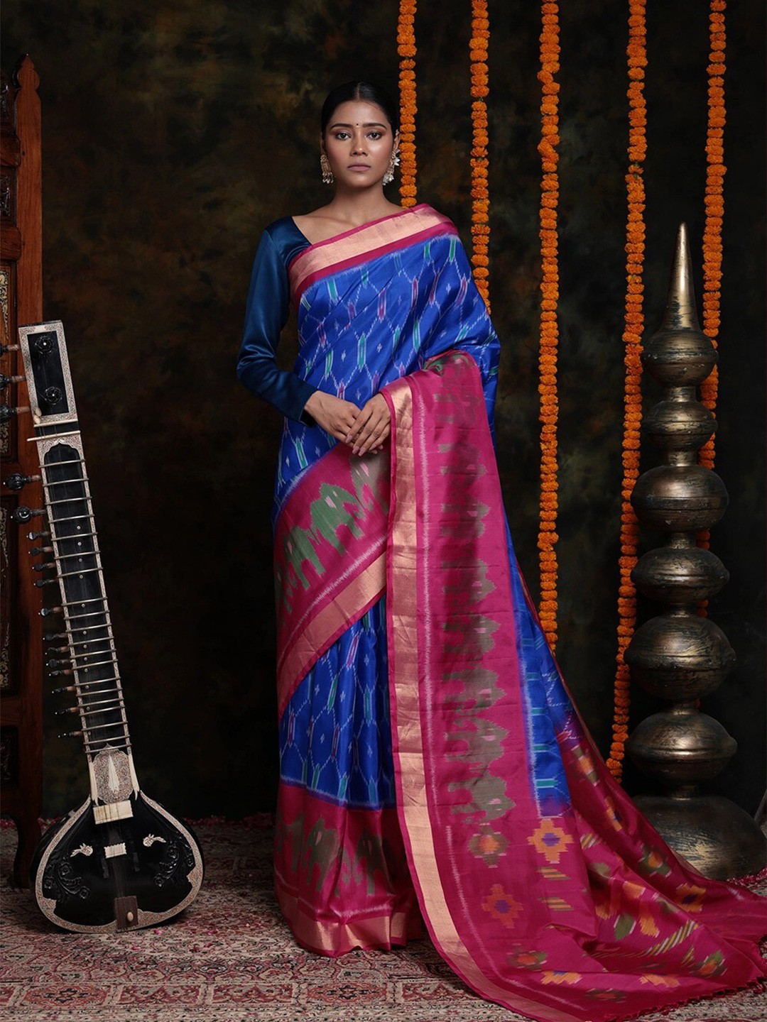 

Sutra Art of Clothing Woven Design Zari Pure Silk Saree, Blue
