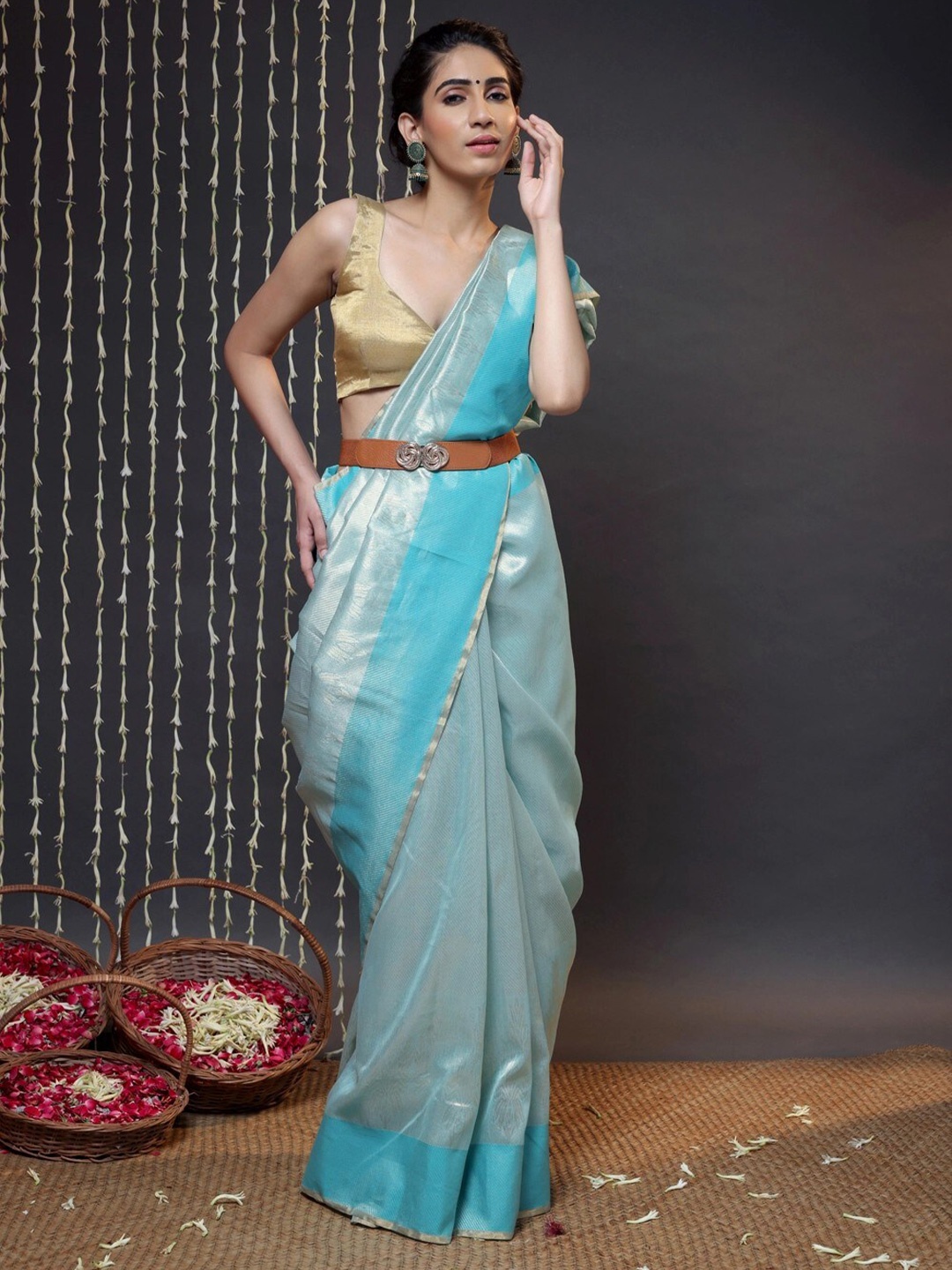

Sutra Art of Clothing Woven Design Zari Pure Silk Saree, Blue