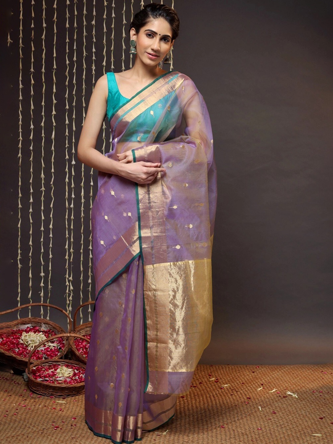 

Sutra Art of Clothing Woven Design Zari Pure Silk Saree, Purple