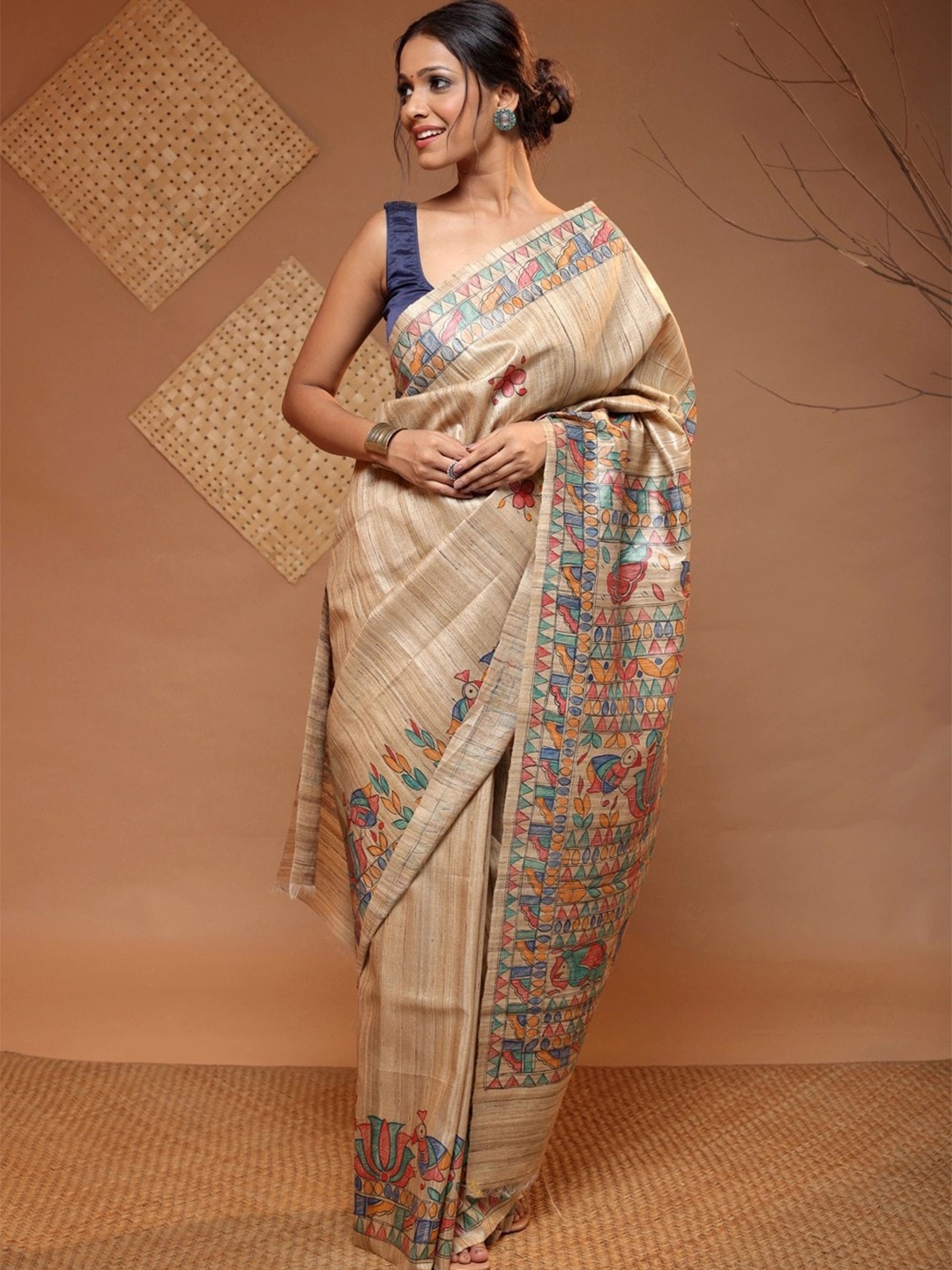 

Sutra Art of Clothing Woven Design Pure Silk Saree, Brown