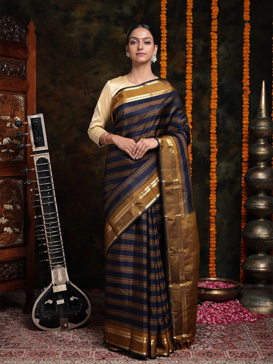 

Sutra Art of Clothing Woven Design Zari Pure Silk Saree, Blue