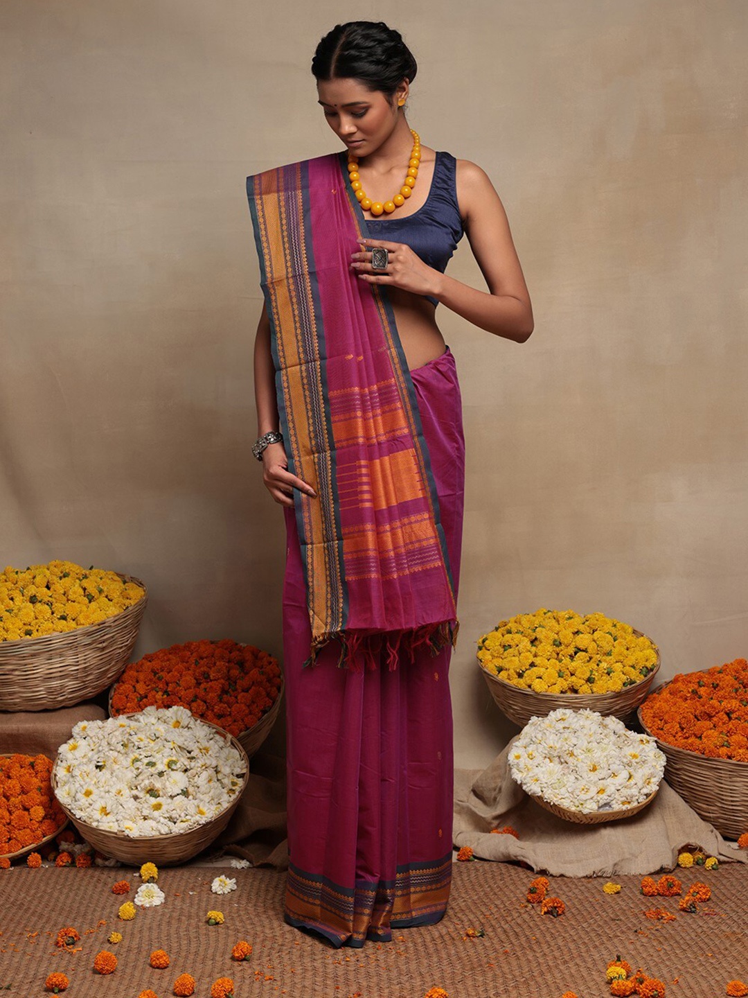 

Sutra Art of Clothing Woven Design Pure Cotton Kanchi Saree, Pink