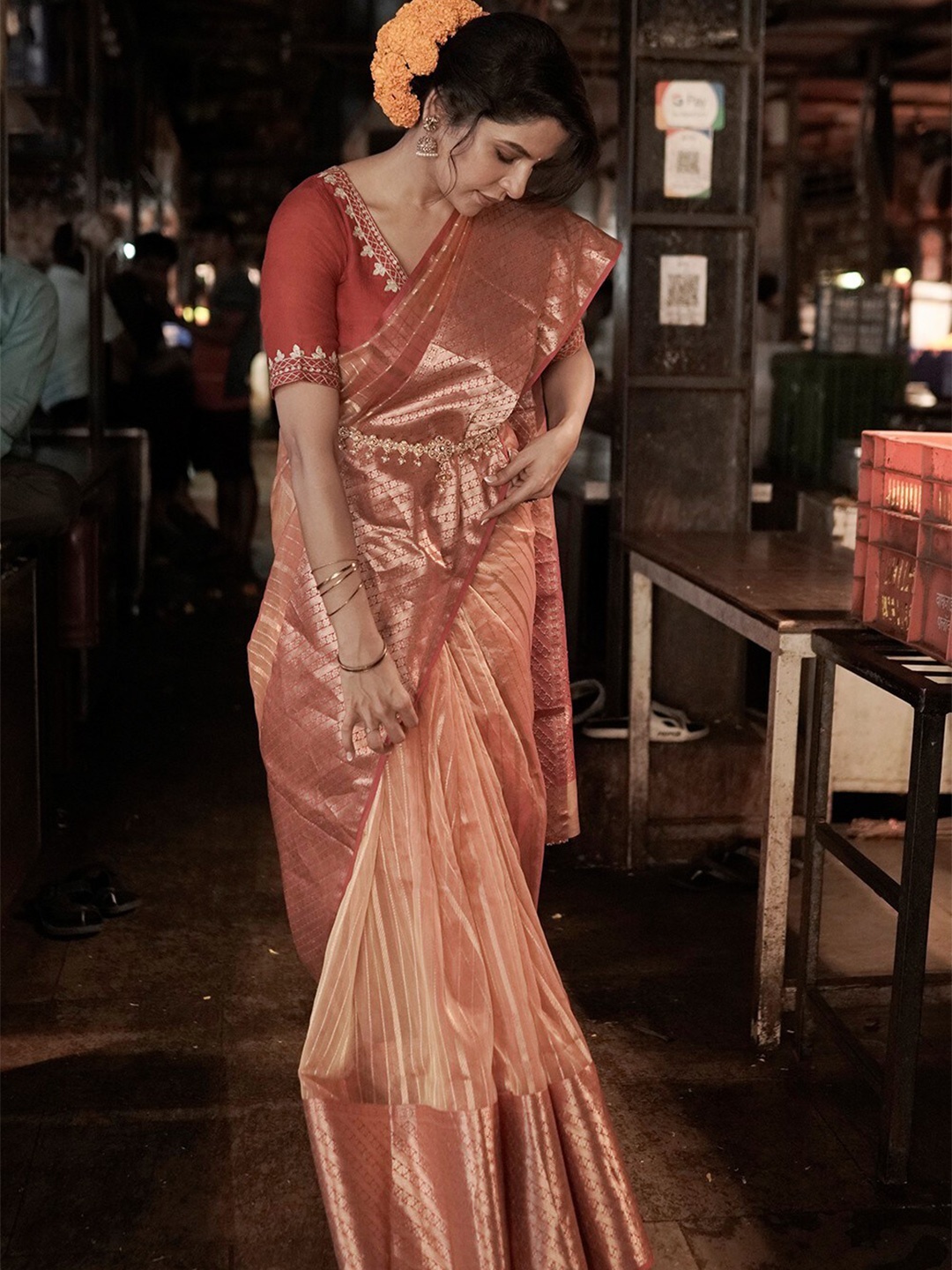 

Sutra Art of Clothing Woven Design Zari Pure Silk Saree, Orange
