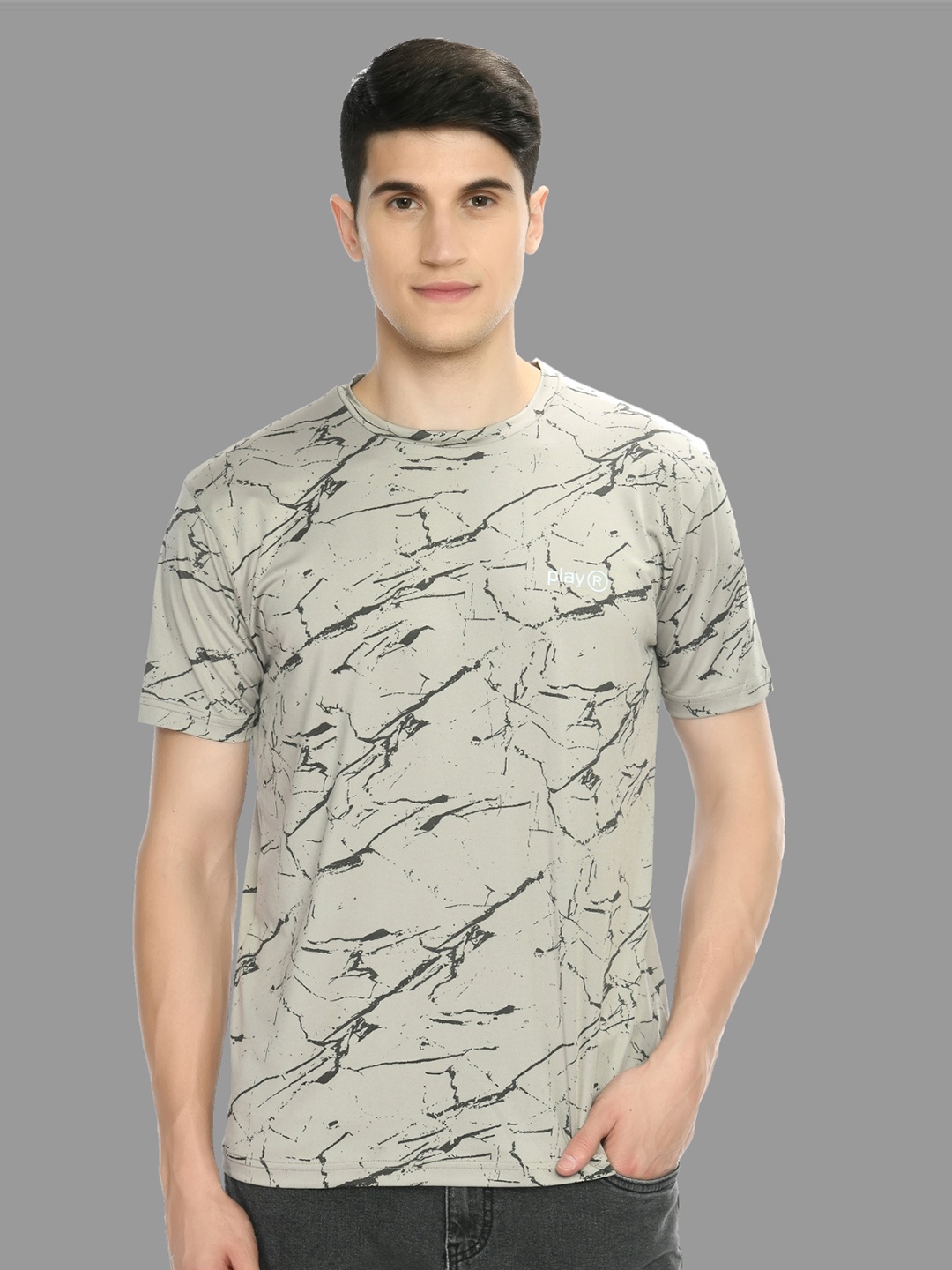

playR Abstract Printed Dri-FIT T-shirt, Grey