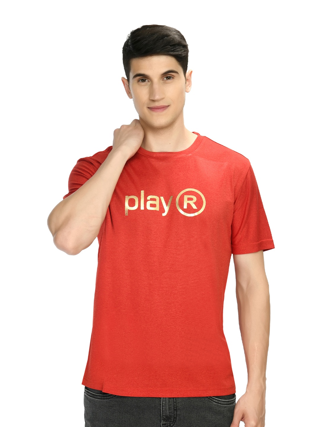 

playR Round Neck Typography Dri-FIT T-shirt, Red