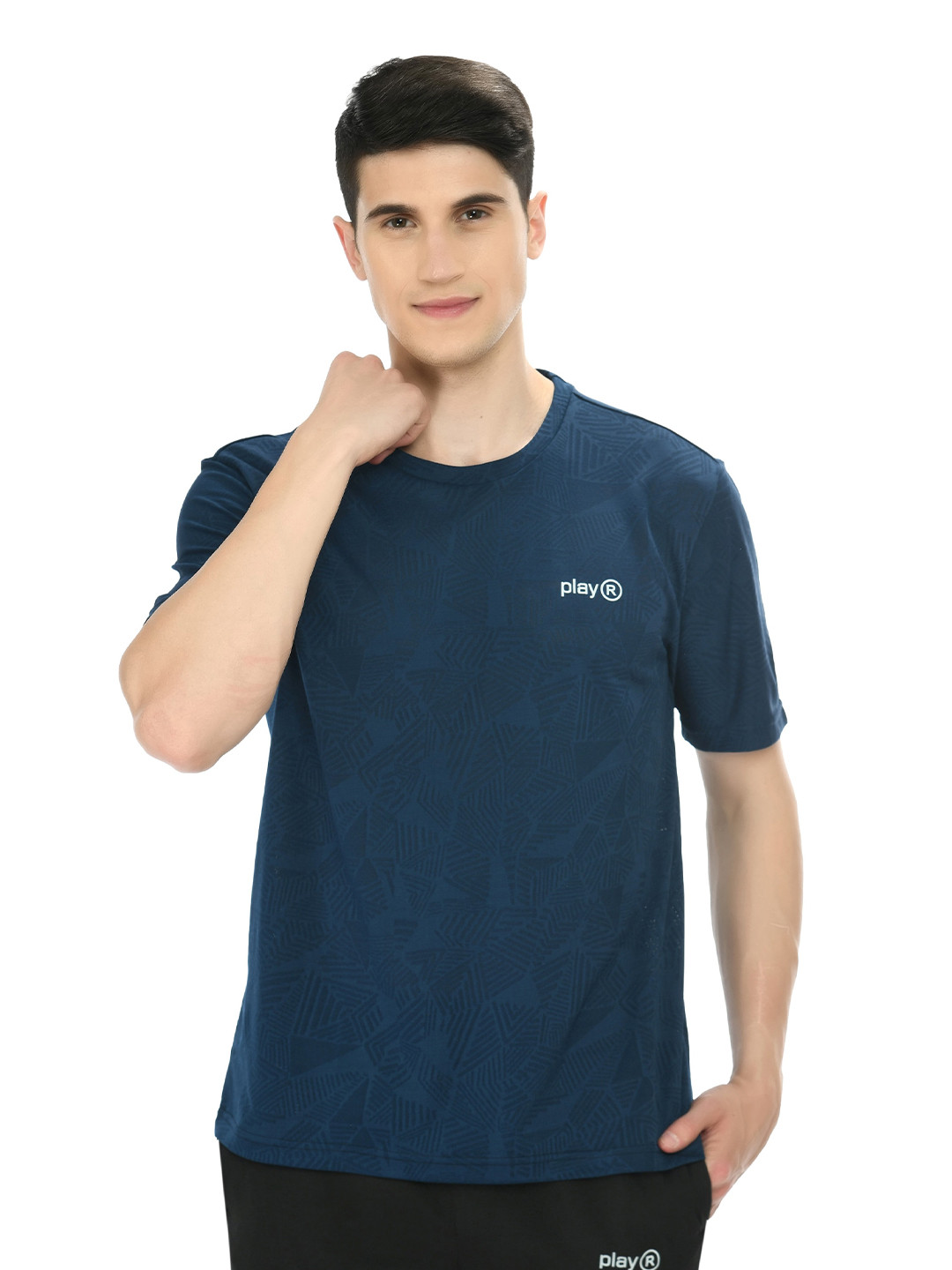 

playR Round Neck Short Sleeves Regular Fit Dri-FIT T-shirt, Blue