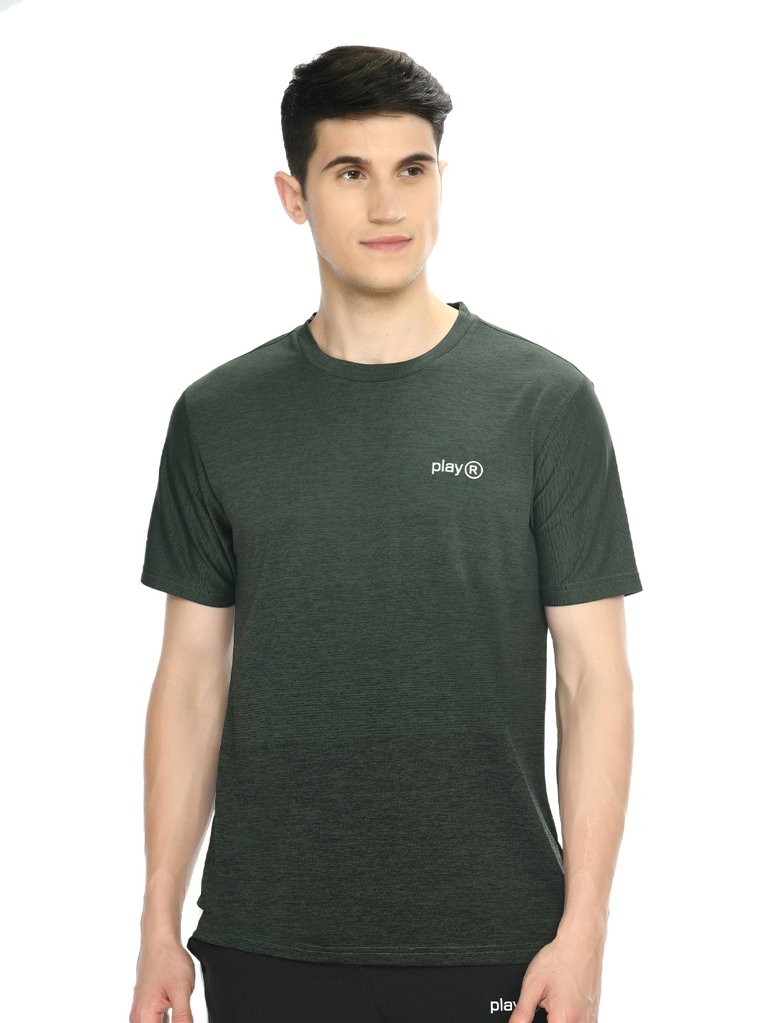 

playR Round Neck Short Sleeves Regular Fit Dri-FIT T-shirt, Olive