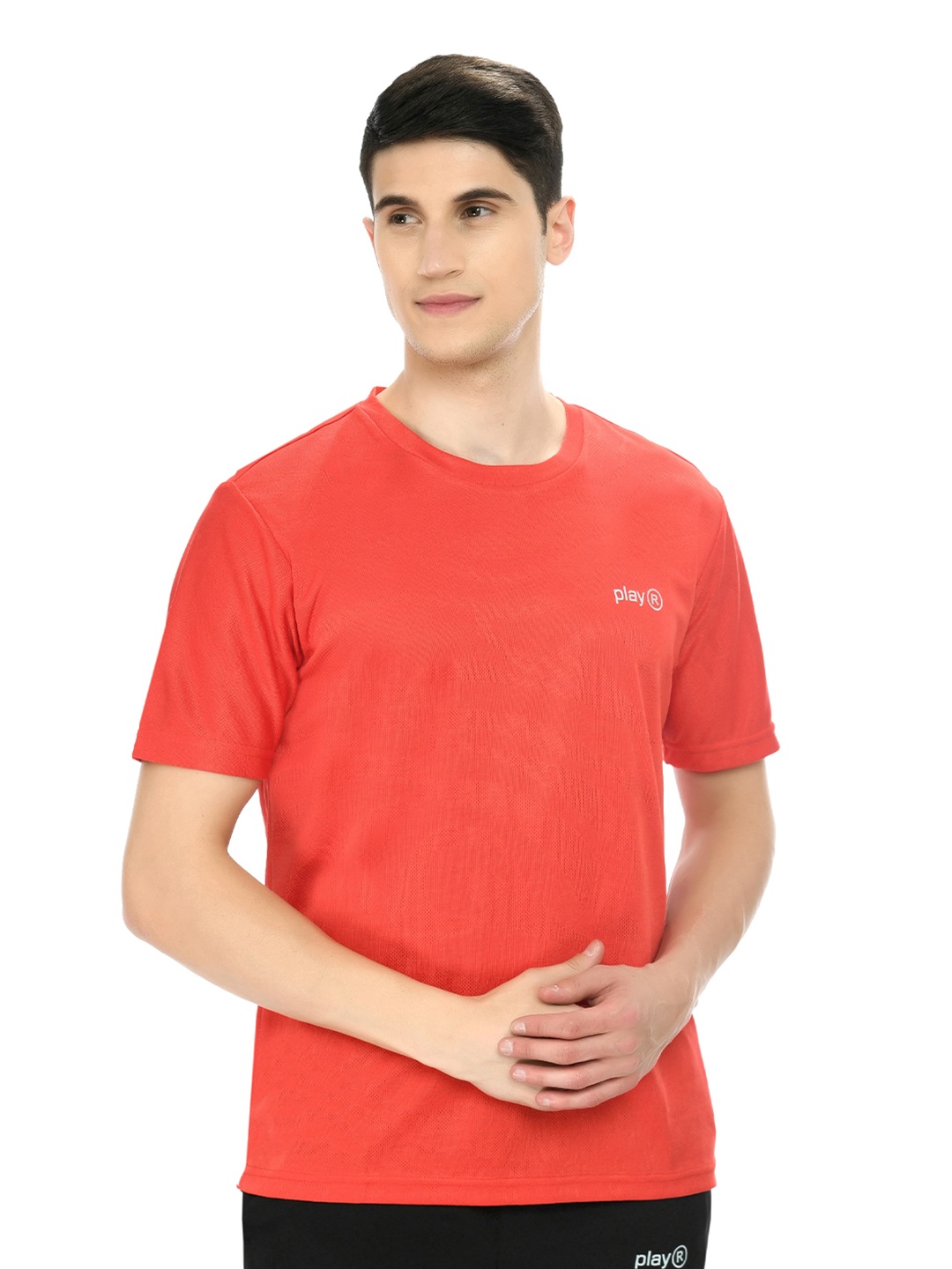 

playR Round Neck Short Sleeves Regular Fit Dri-FIT T-shirt, Red