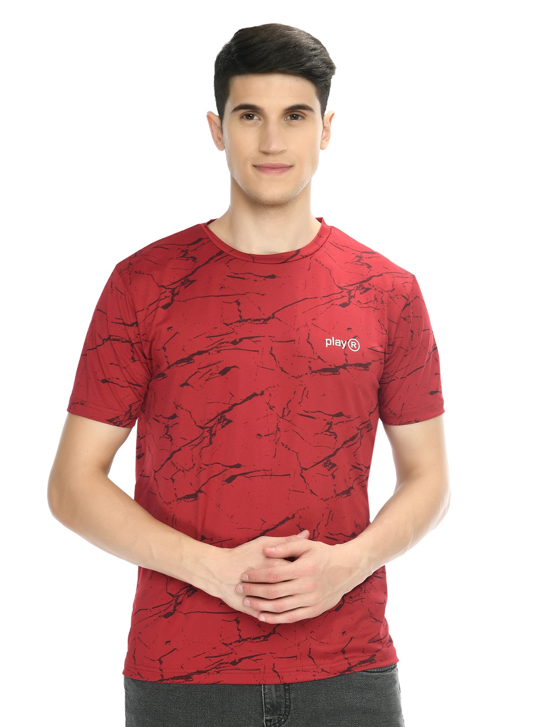 

playR Round Neck Printed Dri-FIT T-shirt, Red