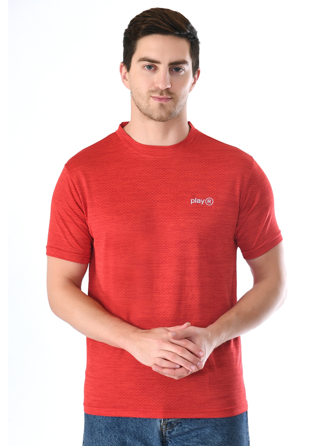 

playR Round Neck Short Sleeves Regular Fit Dri-FIT T-shirt, Red
