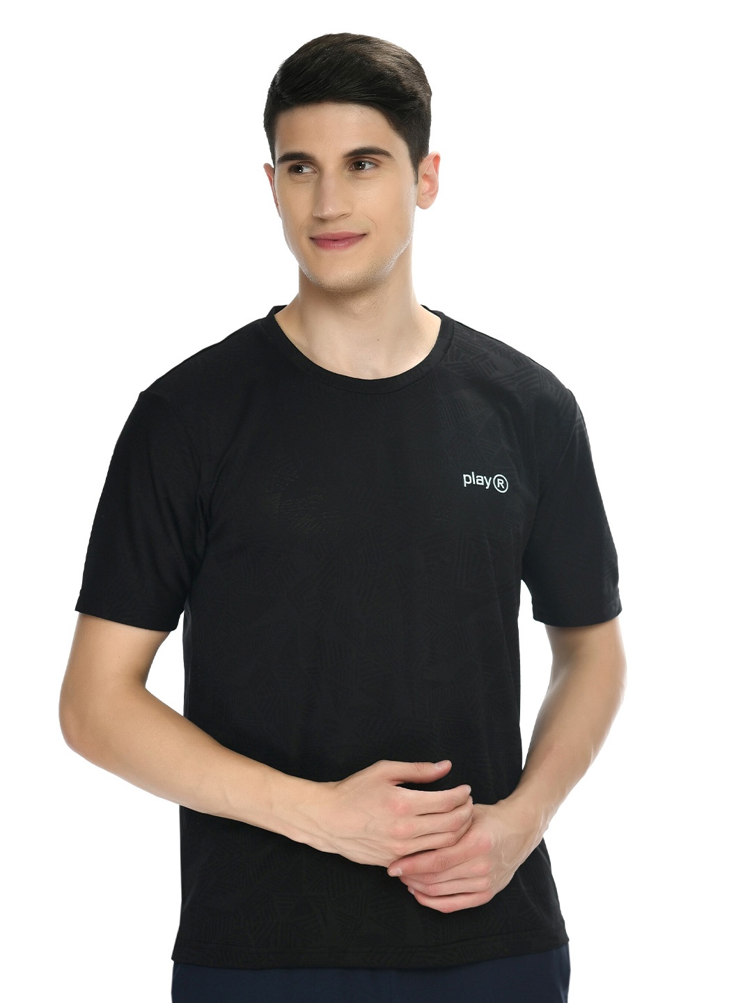 

playR Round Neck Short Sleeves T-shirt, Black