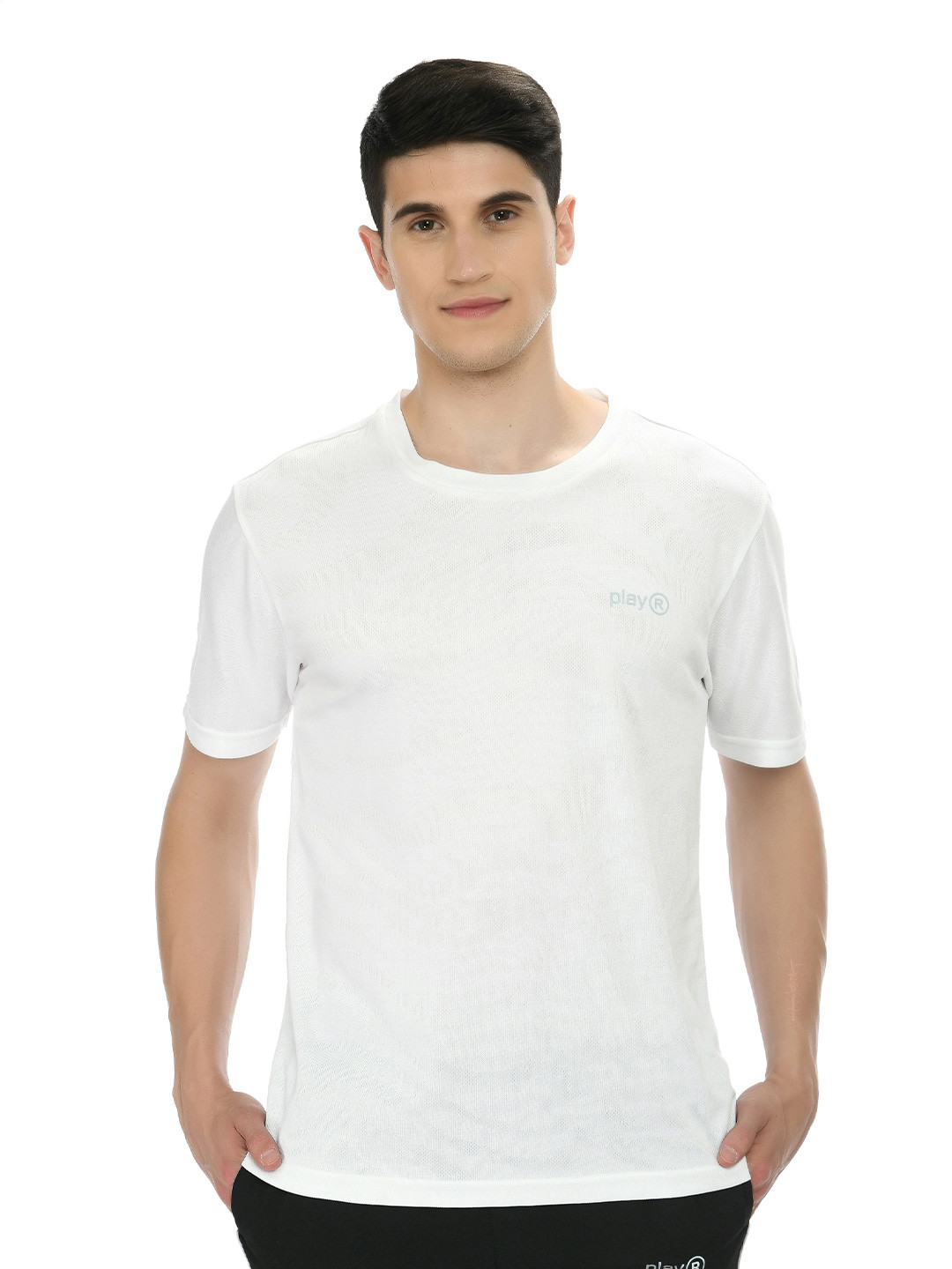 

playR Round Neck Dri-FIT Casual Sports T-shirt, White