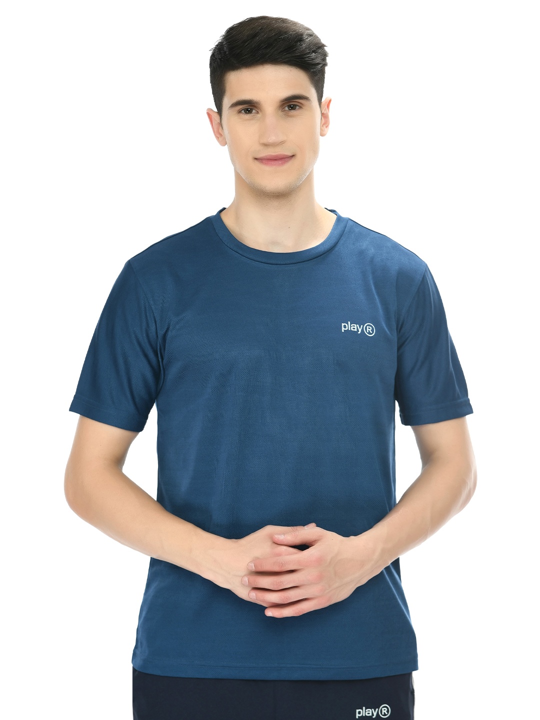 

playR Round Neck Short Sleeves Regular Fit Dri-FIT T-shirt, Blue