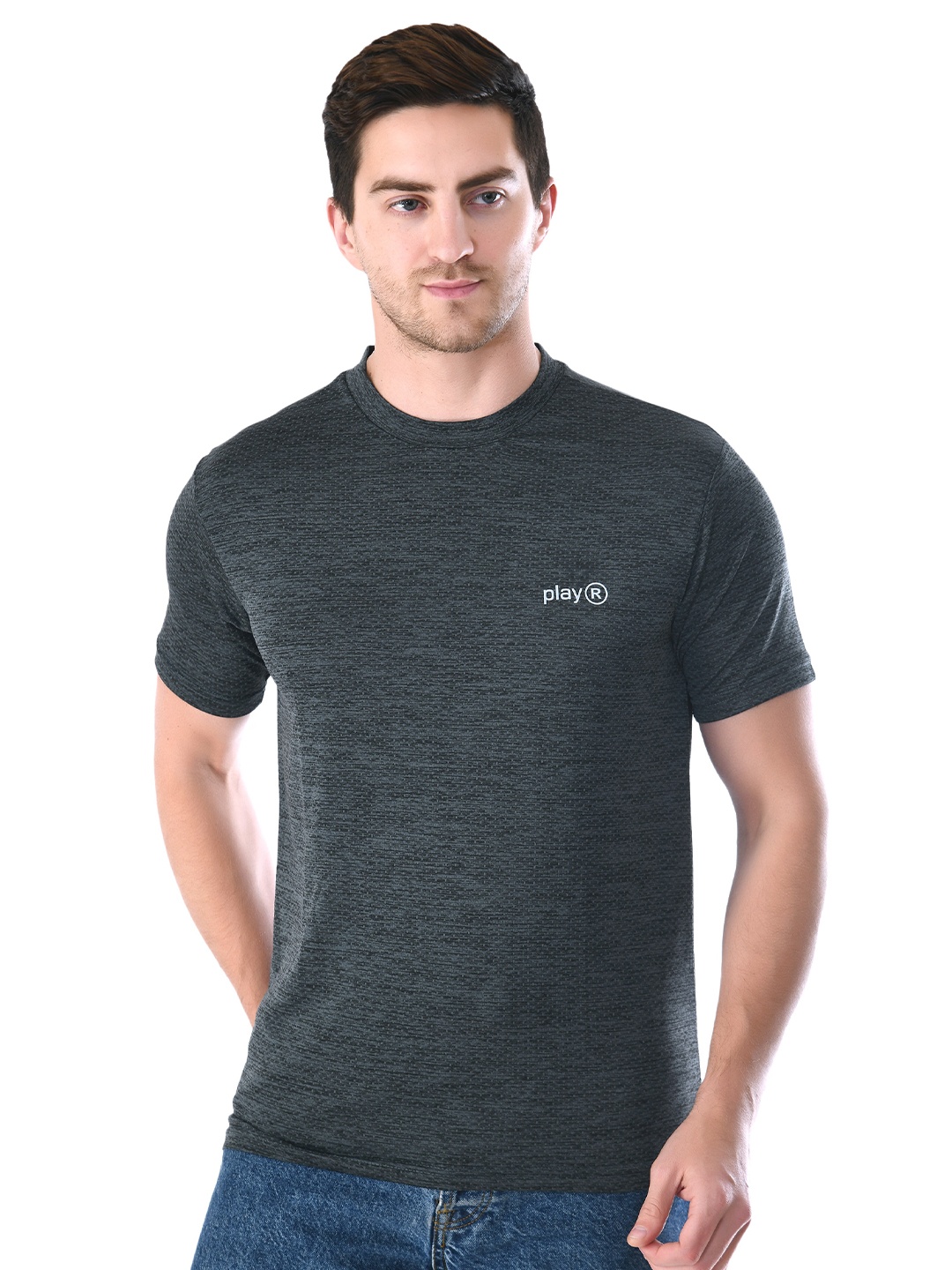 

playR Round Neck Short Sleeves Regular Fit Dri-FIT T-shirt, Grey