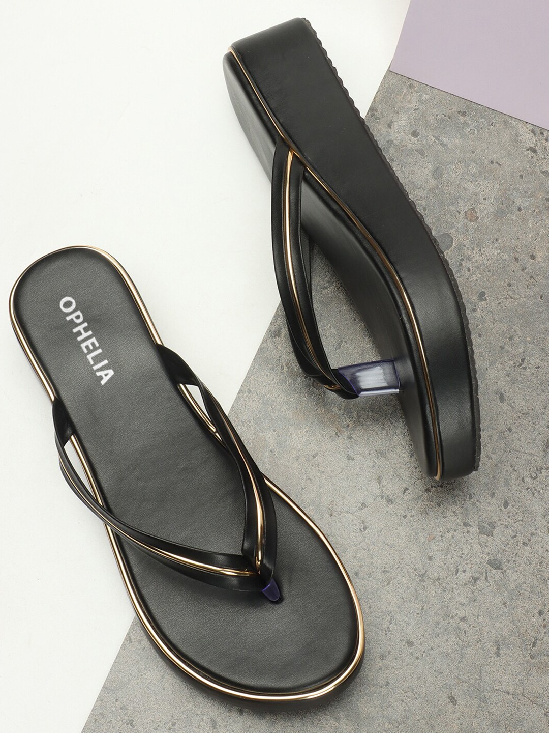 

OPHELIA Open Toe Flats, Black