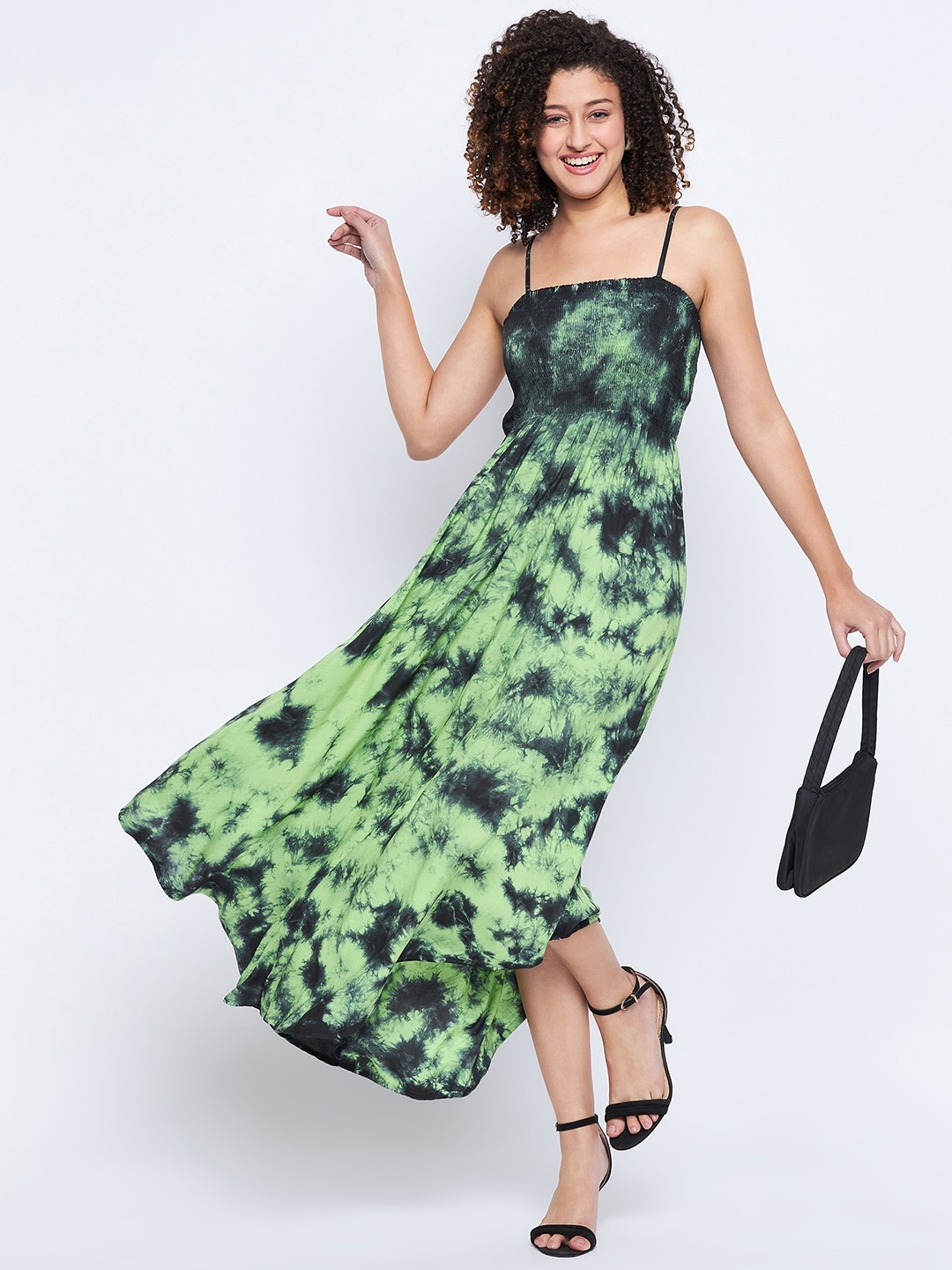 

Ruhaans Tie and Dye Printed Maxi Dress, Green